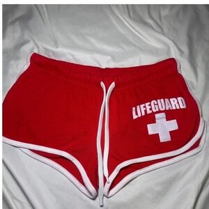 Lifeguard Maui Hawaii Shorts Women Small Red Dolphin Summer Beachwear